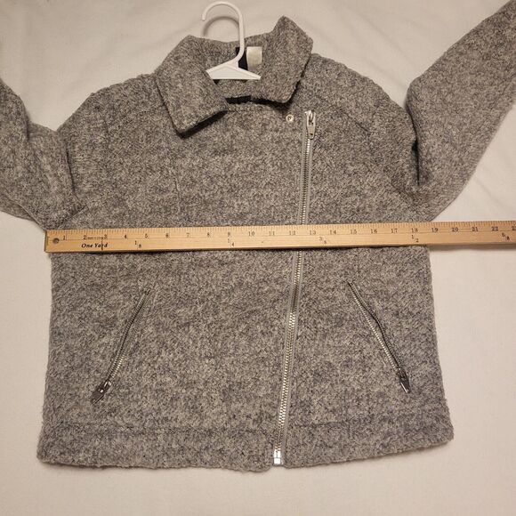 Divided H&M Wool Blend Jacket Asymmetrical Zip Moto Gray Womens 10 - Picture 13 of 13
